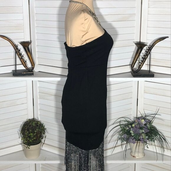 Forever 21 Midnight Doll Dress Strapless Bodycon Fringe Hem S - Picture 6 of 12